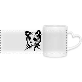 Panda bear head in cubist style - Panoramic mug with heart handle - white - Front