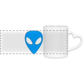 Alien - (Blau) - Panoramatasse mit Herzhenkel - Weiß - Vorne