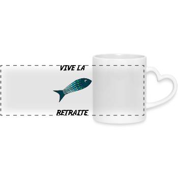 RETRAITE. VIVE LA RETRAITE. PÊCHE. MER. VACANCES. - Mug panoramique avec anse en forme de cœur - blanc - Devant