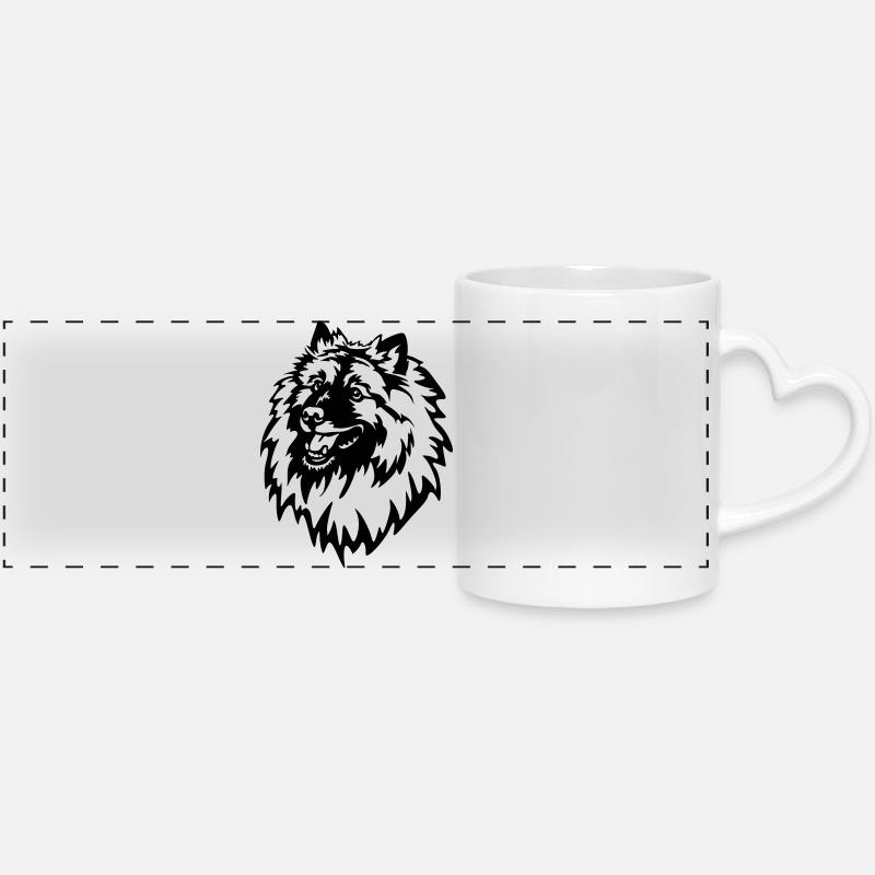 Wolfsspitz Head - Panoramic mug with heart handle - white