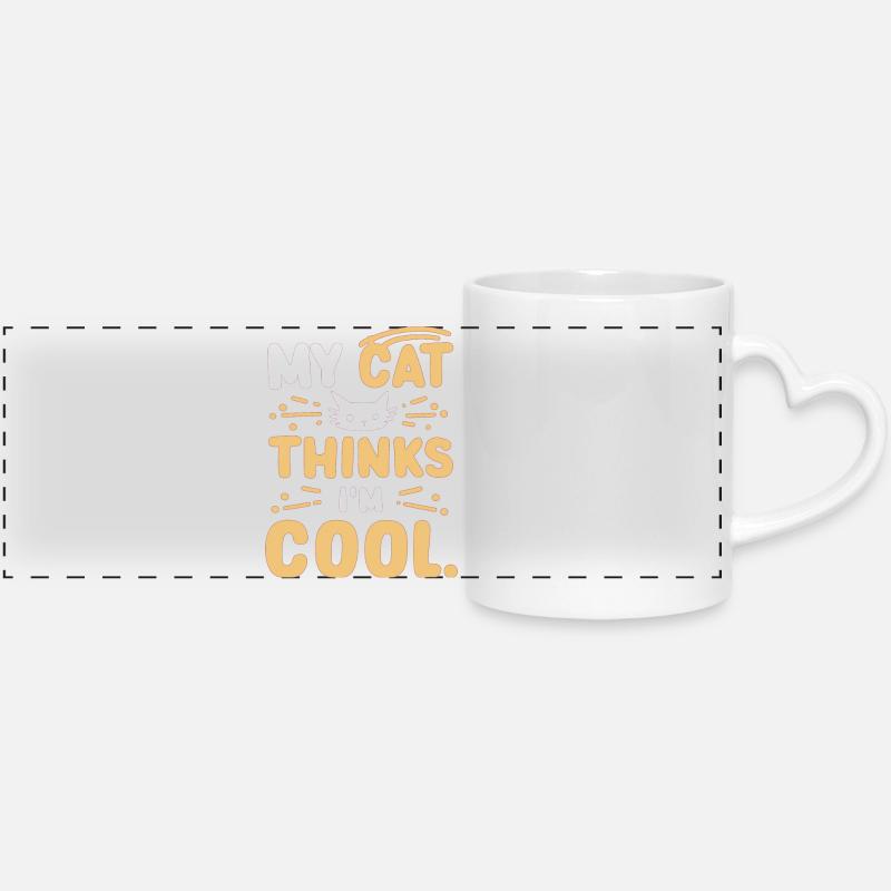Mon chat pense que je suis cool - Mug panoramique avec anse en forme de cœur - blanc