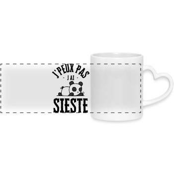 Je peux pas j ai sieste - Mug panoramique avec anse en forme de cœur - blanc - Devant