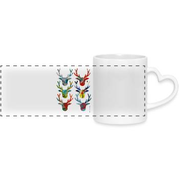 Têtes de cerf colorées abstraites - Mug panoramique avec anse en forme de cœur - blanc - Devant
