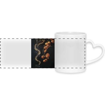 Autumnal Husk Tobacco Smoke Illustration Runes - Panoramic mug with heart handle - white - Front
