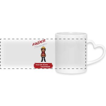 Children's Firefighter Hero Motif - Panoramic mug with heart handle - white - Front