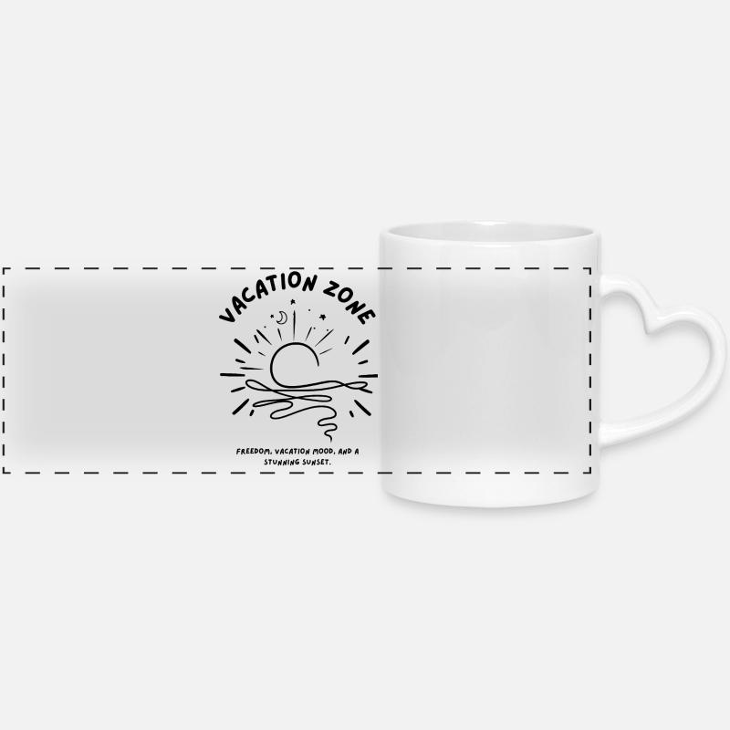 Sunset Vacation Vibes - Minimalist Beach Shirt - Panoramatasse mit Herzhenkel - Weiß