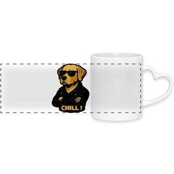 Cool Labrador with sunglasses – Chill - Panoramic mug with heart handle - white - Front
