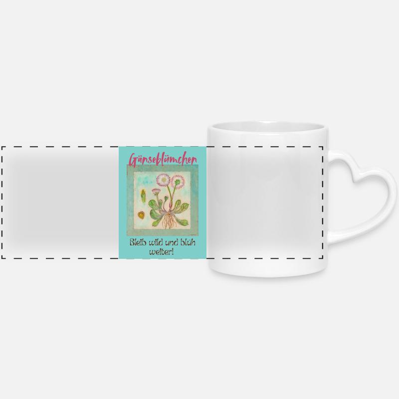 Gänseblümchen Wildblumen Print - Panoramatasse mit Herzhenkel - Weiß