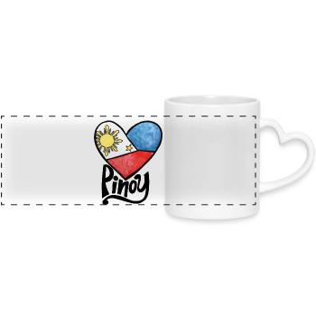 Philippine Flag Heart Print - Panoramic mug with heart handle - white - Front