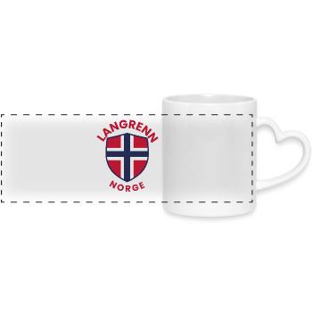 Norwegen-Langlauf-Wappen - Panoramatasse mit Herzhenkel - Weiß - Vorne