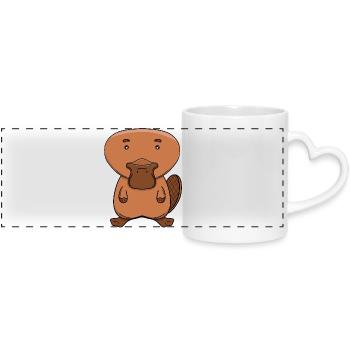 Cute Platypus Kawaii Australian Animal Cartoon - Panoramic mug with heart handle - white - Front