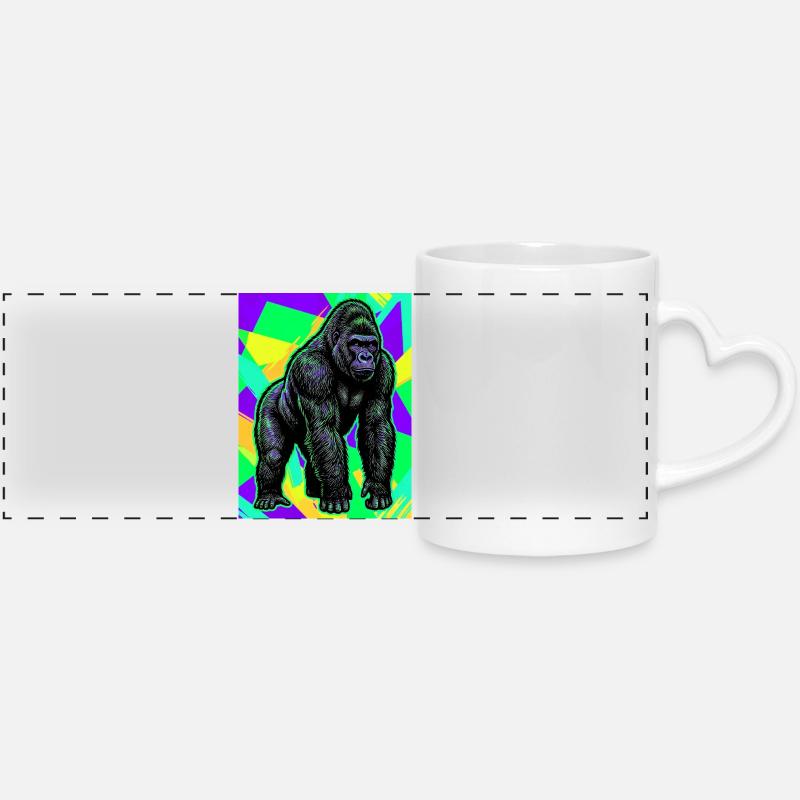 gorilla - Panoramic mug with heart handle - white