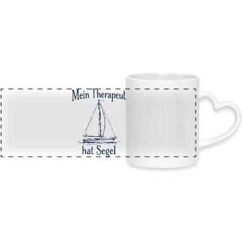 Sailing Sailor Funny Fun Sailboat Graphic - Panoramic mug with heart handle - white - Front