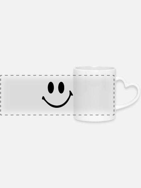 Smiley - Panoramatasse mit Herzhenkel - Weiß