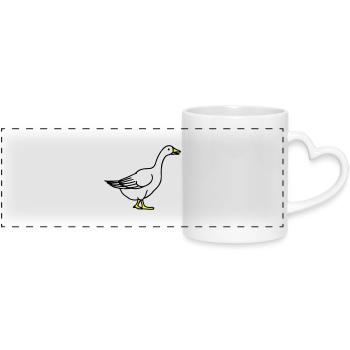 goose - Panoramic mug with heart handle - white - Front