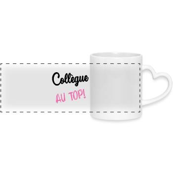 COLLEGUE. HUMOUR. RETRAITE. RETRAITE. RETRAITEE - Mug panoramique avec anse en forme de cœur - blanc - Devant