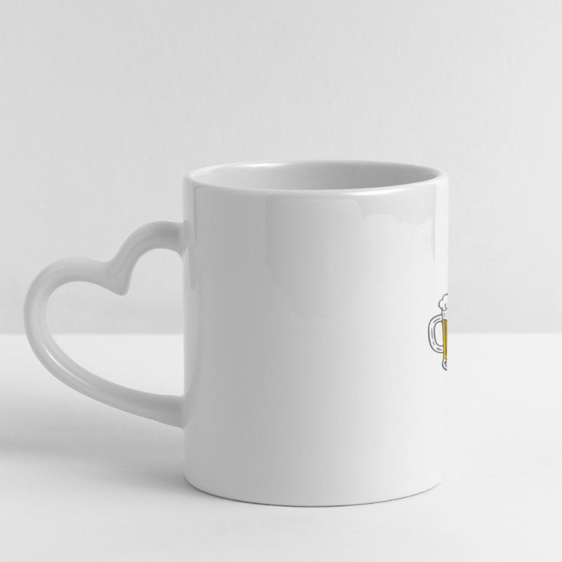 Bees here, Bees here - oder ich fall um! Panoramic mug with heart handle