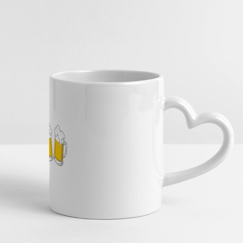 Bees here, Bees here - oder ich fall um! Panoramic mug with heart handle
