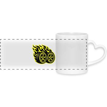 Flamme de pneu de voiture - Mug panoramique avec anse en forme de cœur - blanc - Devant