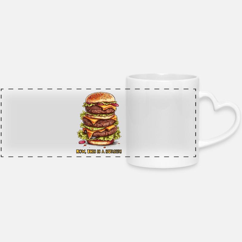 well, that's a burger - Panoramic mug with heart handle - white
