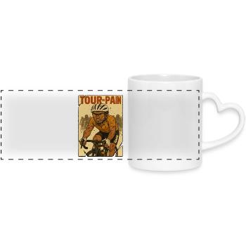 Tour de Pain – Cyclists at the limit - Panoramic mug with heart handle - white - Front