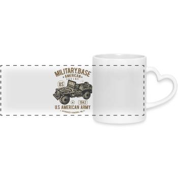 Armée américaine Jeep Legend militaire SUV - Mug panoramique avec anse en forme de cœur - blanc - Devant