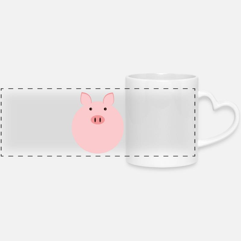 Piggy Fred - Panoramic mug with heart handle - white