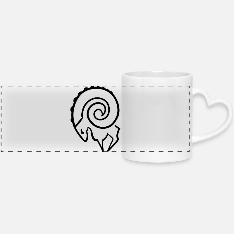 Aries - Panoramic mug with heart handle - white