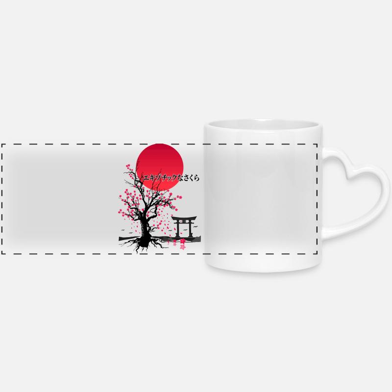 EXOTIC SAKURA TORII GATE - Panoramic mug with heart handle - white