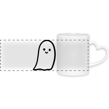 Ghost - Panoramic mug with heart handle - white - Front