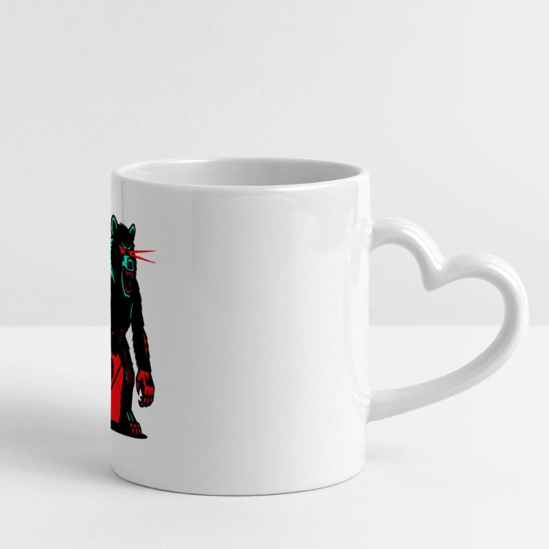 Mecha Techno Bear Panoramic mug with heart handle