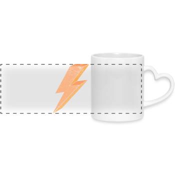 Lightning symbol in warm orange 3D - Panoramic mug with heart handle - white - Front