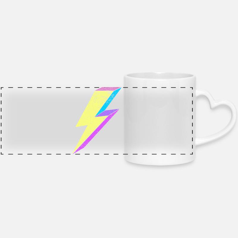 Leuchtende Lightning-Design mit Pastellfarben 80s  - Panoramatasse mit Herzhenkel - Weiß