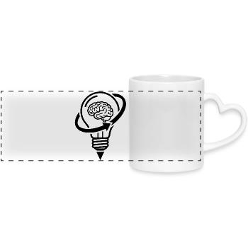 Le cerveau et la lampe – une idée créative - Mug panoramique avec anse en forme de cœur - blanc - Devant