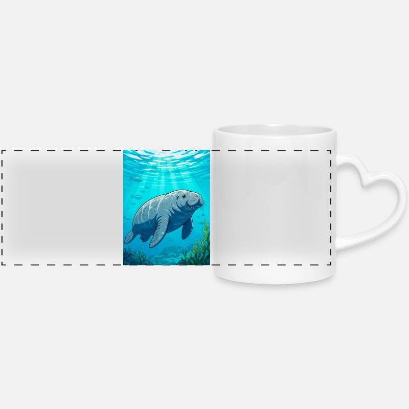 Doux géant d’eaux calmes, symbole de paix - Mug panoramique avec anse en forme de cœur - blanc