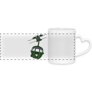 Green Cable Car Heart Motif - Panoramic mug with heart handle - white - Front