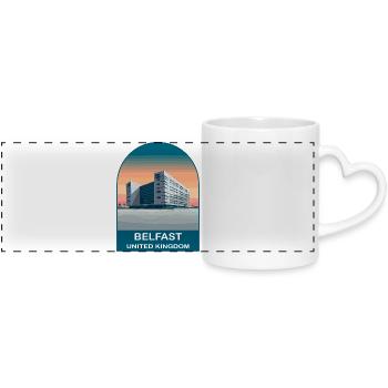 Belfast UK Vintage-Reiseplakat-Kunst - Panoramatasse mit Herzhenkel - Weiß - Vorne
