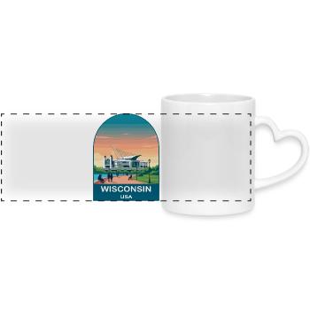 Wisconsin USA Vintage-Reiseplakat-Kunst - Panoramatasse mit Herzhenkel - Weiß - Vorne