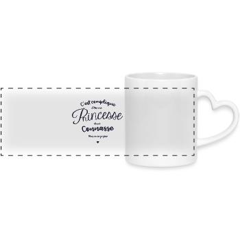 princesse et connasse - Mug panoramique avec anse en forme de cœur - blanc - Devant