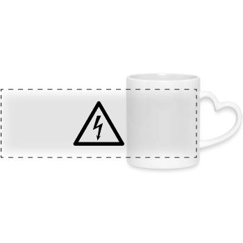 Hazard Symbol - High Voltage - Panoramic mug with heart handle - white - Front