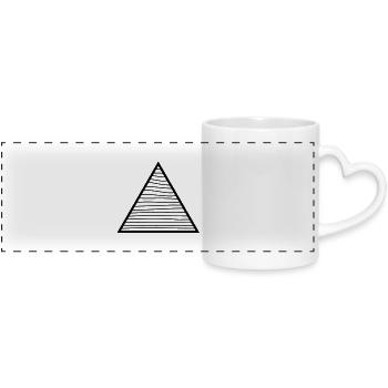 Triangle - Panoramic mug with heart handle - white - Front