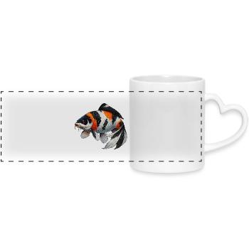 carpe koï ou wi sw - Mug panoramique avec anse en forme de cœur - blanc - Devant