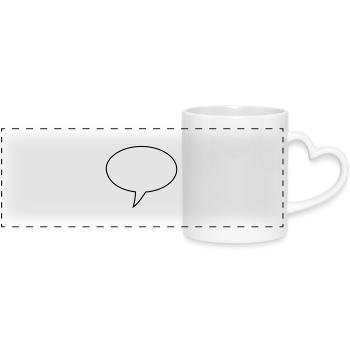 Speech Bubble Design Links - Panoramic mug with heart handle - white - Front