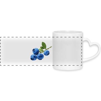 Blaubeeren - Panoramatasse mit Herzhenkel - Weiß - Vorne