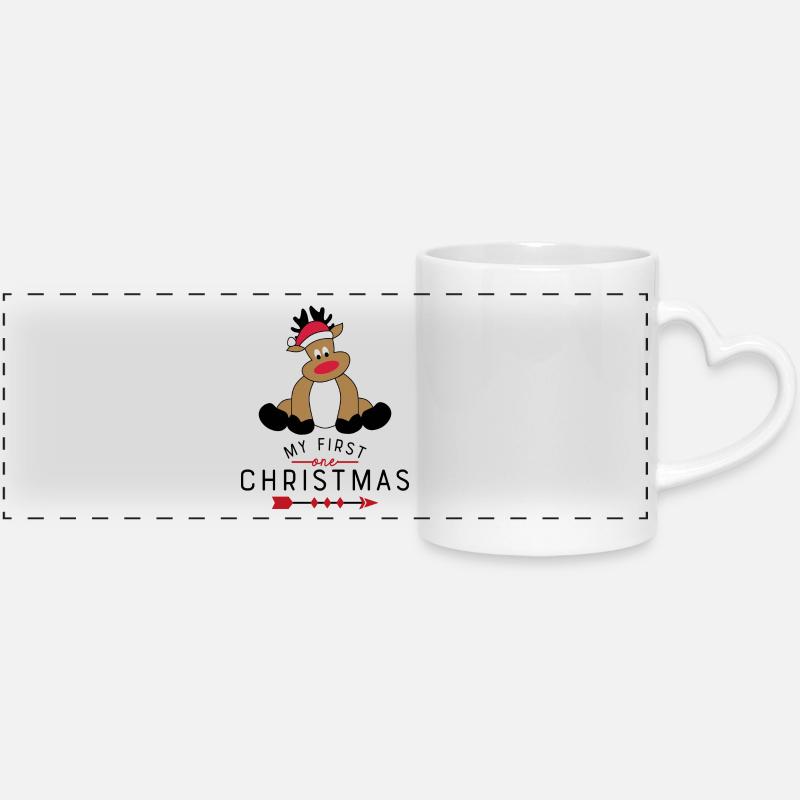 Christmas - Panoramic mug with heart handle - white