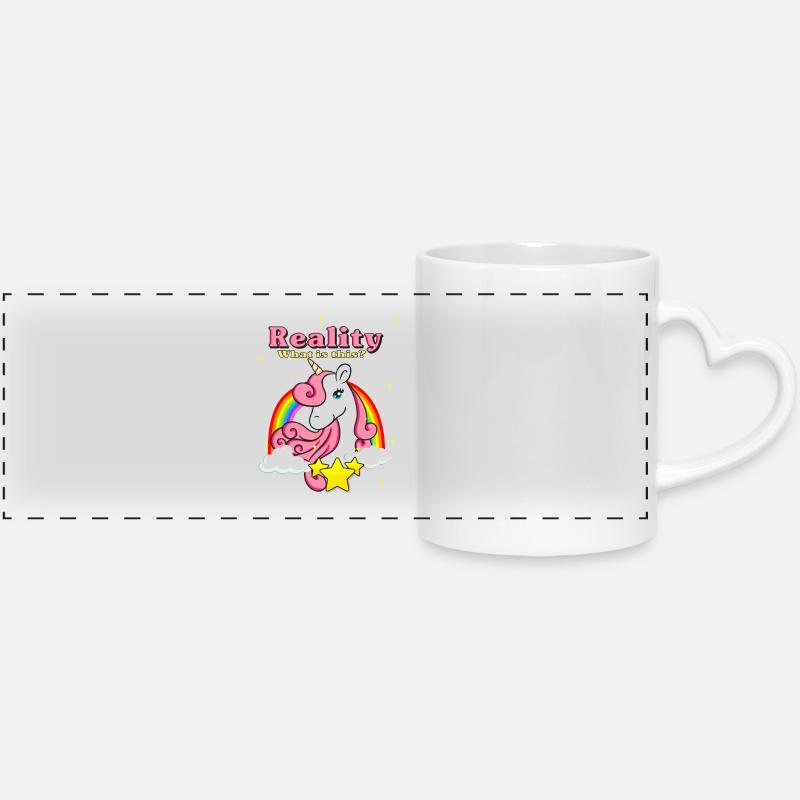 Unicorn rainbow clouds star gift - Panoramic mug with heart handle - white