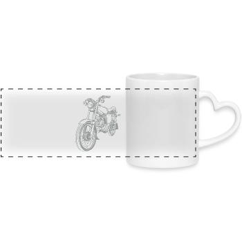 Simson S51 Silhouette Vintage ligne - Mug panoramique avec anse en forme de cœur - blanc - Devant