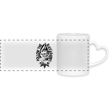 Suivez le lapin noir - Mug panoramique avec anse en forme de cœur - blanc - Devant