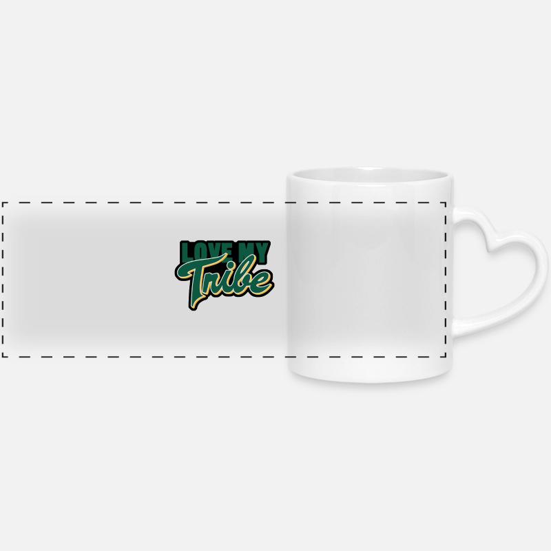 love my tribe - Panoramic mug with heart handle - white