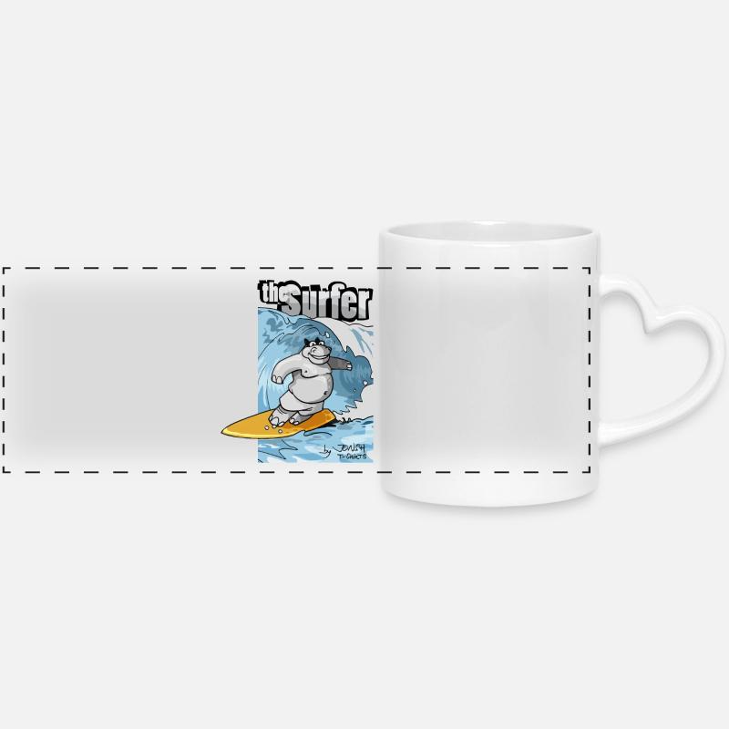 the surfer - Panoramic mug with heart handle - white